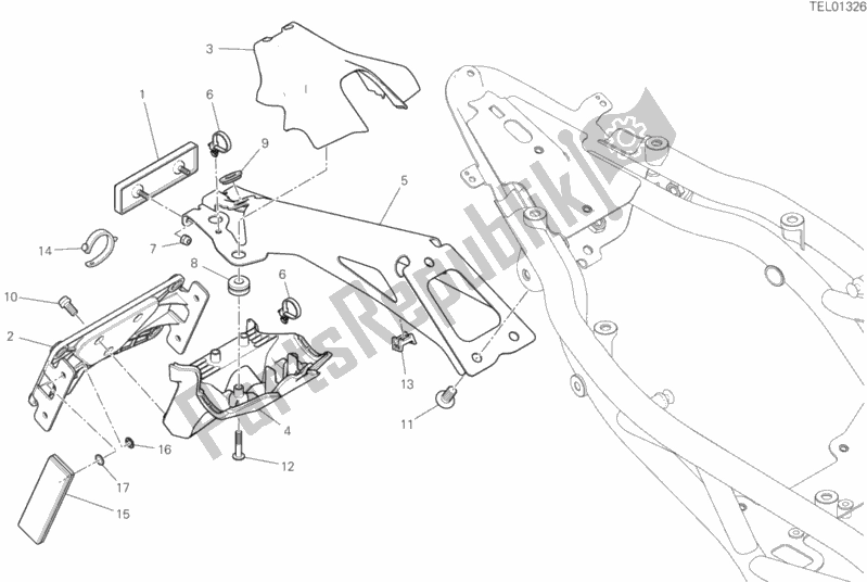 Tutte le parti per il Portatarga del Ducati Hypermotard 950 SP USA 2020